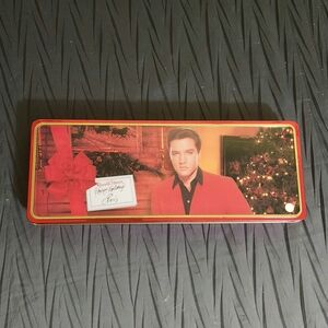 Vintage Russell Stover Elvis Presley Holiday Tin Box - Red